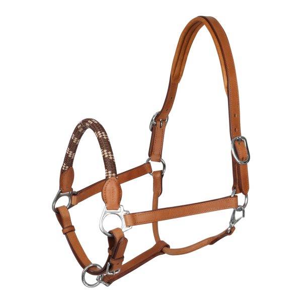 LEATHER HALTER W/ERGONOMIC POLLGUARD - ROPE NOSEBAND - immagine 6