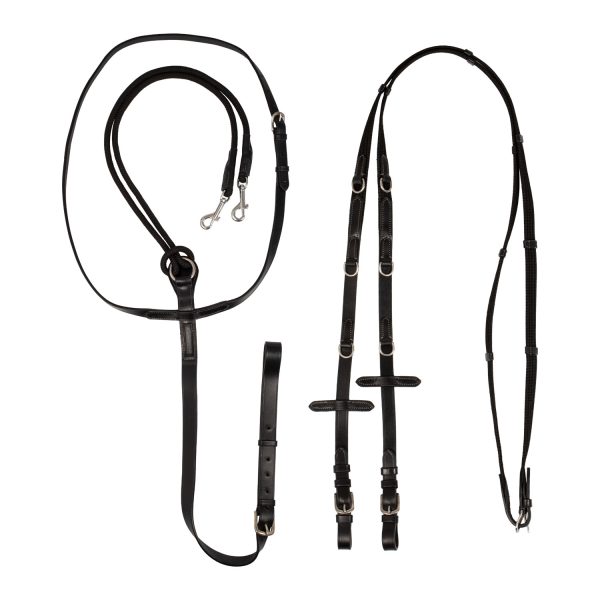 ITALIAN LEATHER AND ROUND NYLON THIEDEMANN REINS