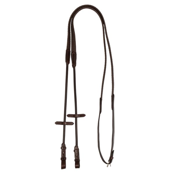 ROLLED LEATHER DOTTED RUBBER REINS 5/8