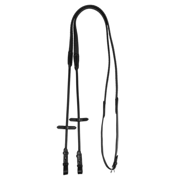 ROLLED LEATHER DOTTED RUBBER REINS 5/8 - immagine 2