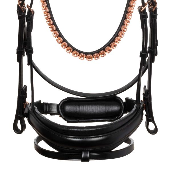 NINFEA STRAIGHT NOSEBAND ROSEGOLD FITTINGS ANATOMIC LEATHER BRIDLE - immagine 7