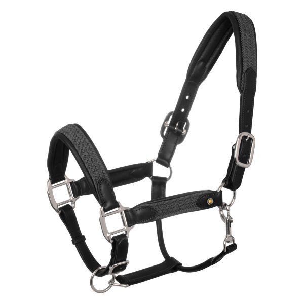 LEATHER HALTER WITH BRAIDED NYLON INSERTS