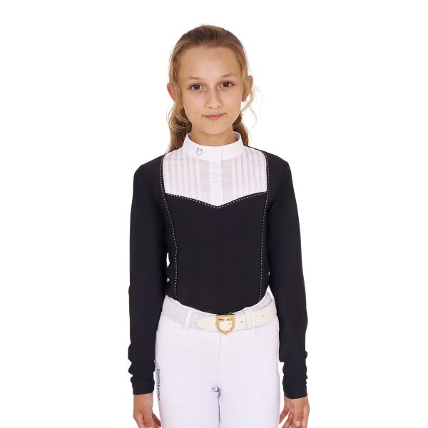 GIRL'S RHINESTONE COMPETITION POLO SHIRT LS BUTTONS - immagine 8