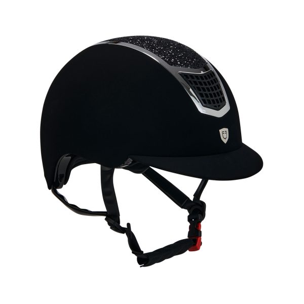 CASCO EQUESTRO MODELLO ECLIPSE STONE VELVET ROWEL FITTING