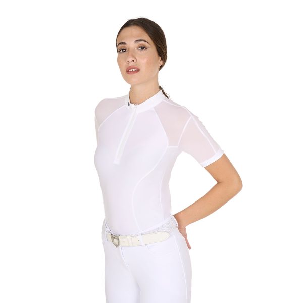 WOMEN'S TULLE STRETCH COMPETITION POLO SHIRT SS ZIP - immagine 4