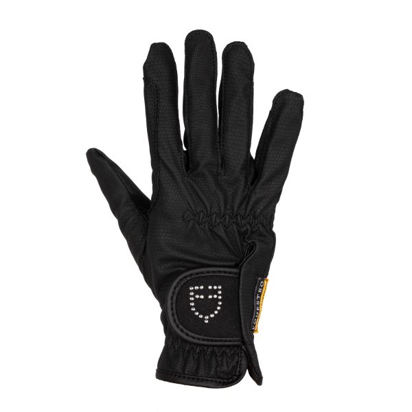 WOMEN'S SPECIAL SOFT EMBOSSED SYNTHETIC GRIP GLOVES WITH STRASS