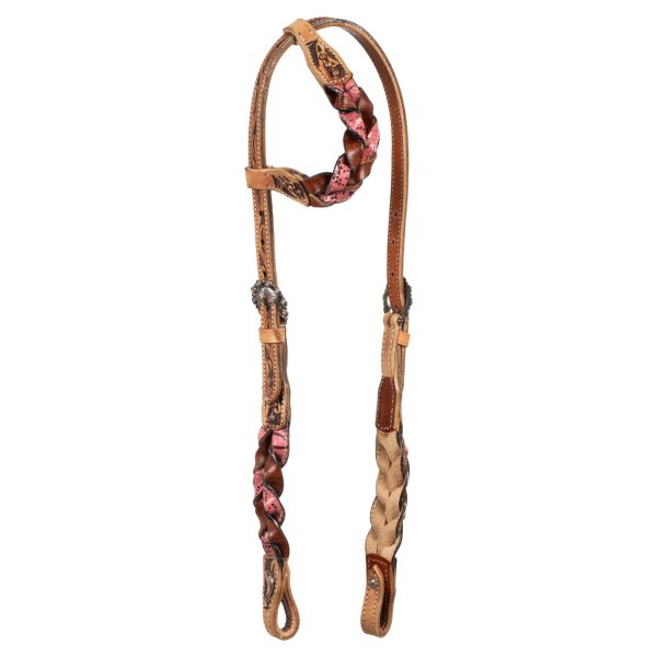 ONE EAR BRIDLE WITH BRAIDED LEATHER DECORATIONS - immagine 2