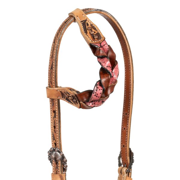 ONE EAR BRIDLE WITH BRAIDED LEATHER DECORATIONS - immagine 3