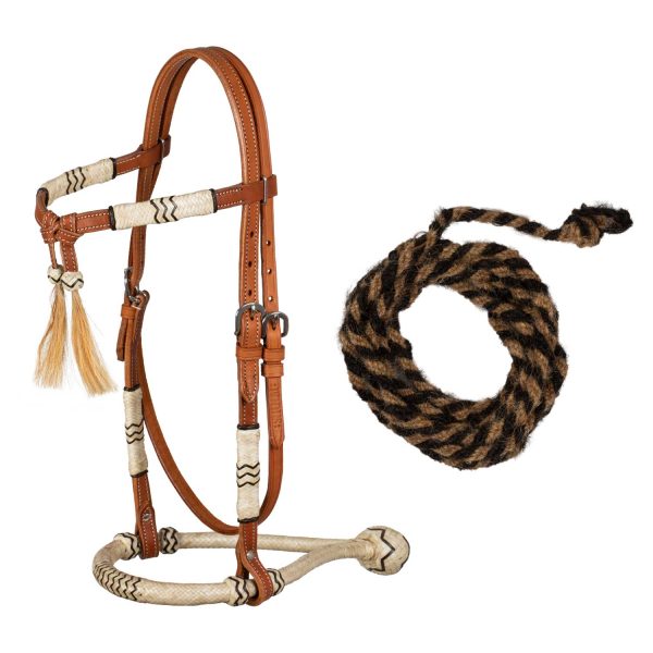 BOSAL BRIDLE WITH HORSEHAIR MECATE REINS