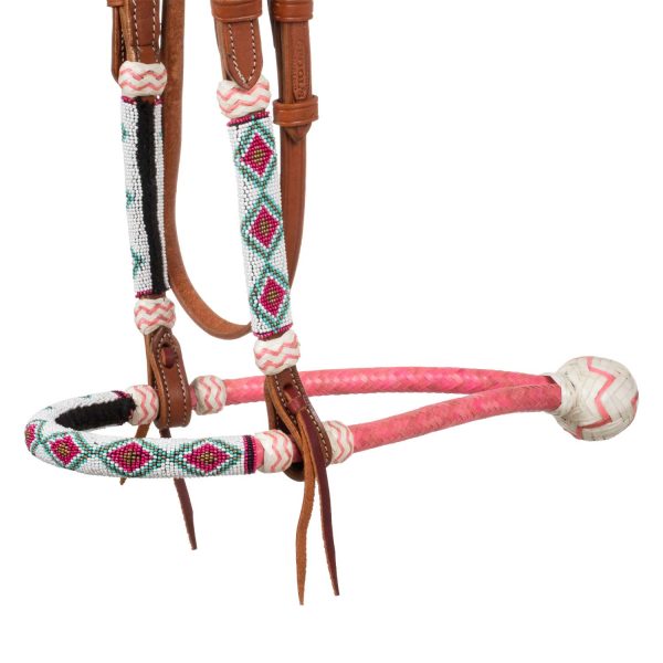 BEADED BOSAL BRIDLE WITH COTTON MECATE REINS - immagine 5