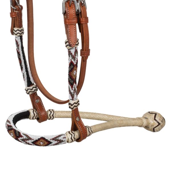 BRIDLE BOSAL WITH BEADED SOUTHWEST DECORATIONS AND COTTON MECATE REINS - immagine 5