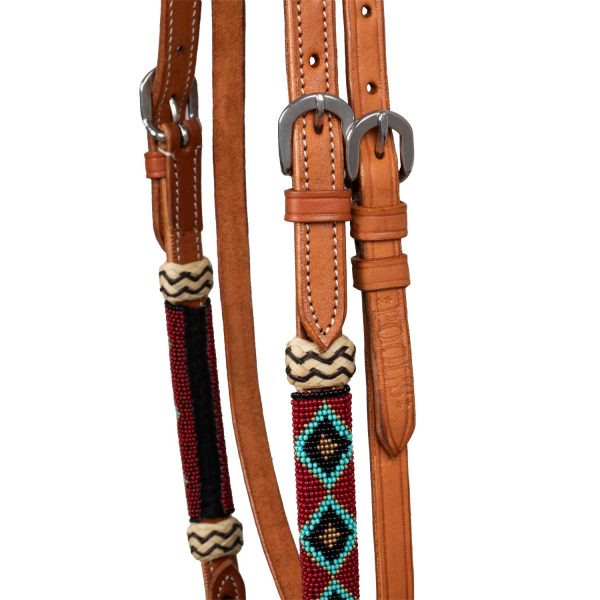 BURGUNDY PEARLS BOSAL SET WITH HORSEHAIR MECATE REINS - immagine 3