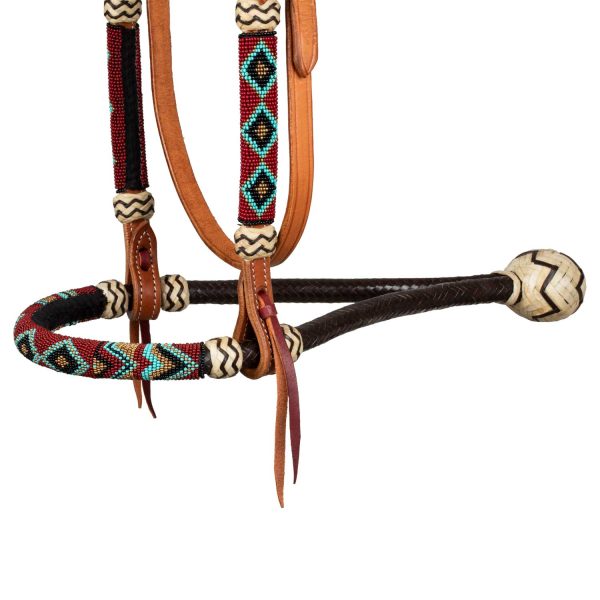 BURGUNDY PEARLS BOSAL SET WITH HORSEHAIR MECATE REINS - immagine 5