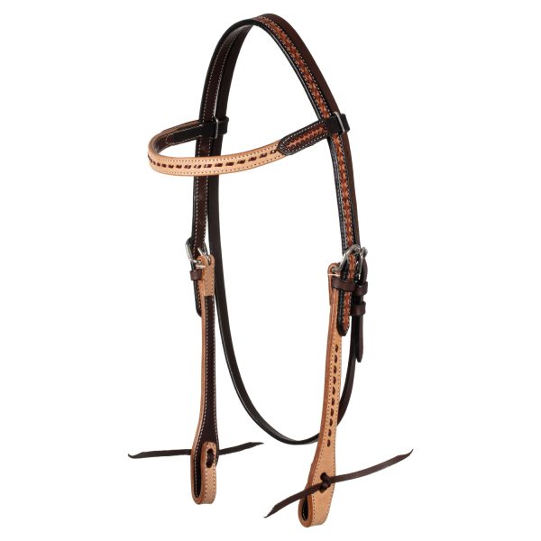 2 TONE STRAIGHT BROW WESTERN BRIDLE - immagine 2