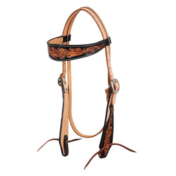 DARK FLORAL BROW WESTERN BRIDLE