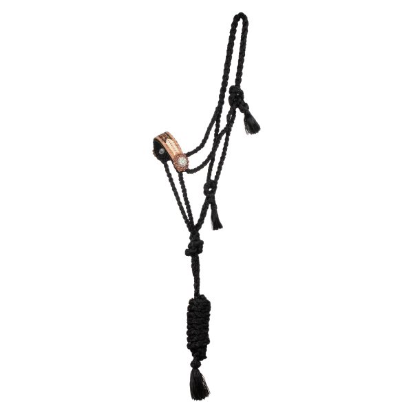 ROPE HALTER WITH TOOLED LEATHER NOSEBAND