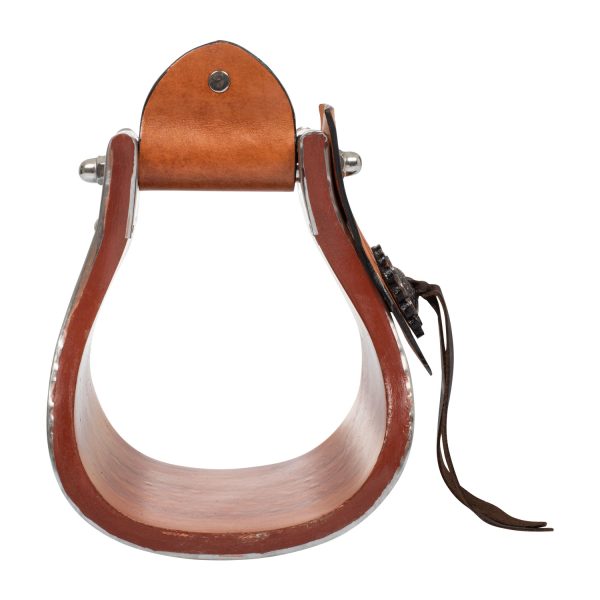 METAL WOOD STIRRUPS WITH HAND-WORKED LEATHER INSERTS - immagine 2