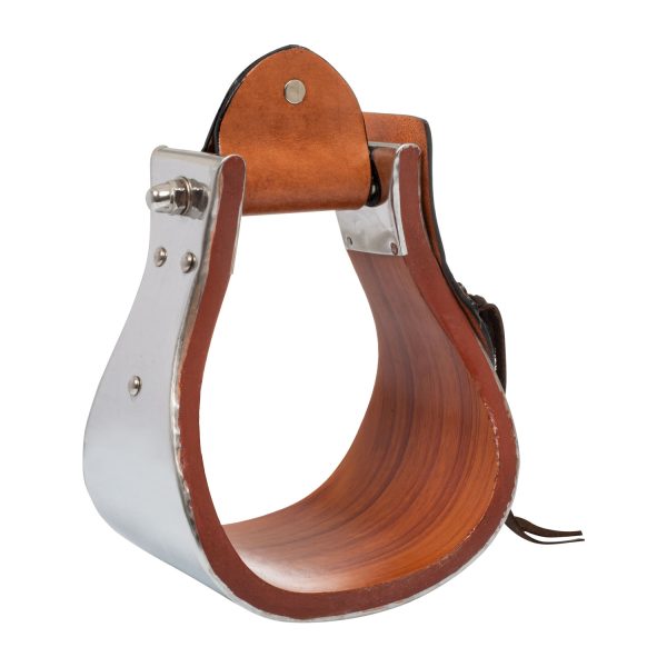 METAL WOOD STIRRUPS WITH HAND-WORKED LEATHER INSERTS - immagine 3