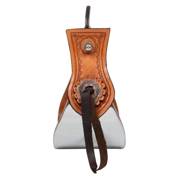 METAL WOOD STIRRUPS WITH HAND-WORKED LEATHER INSERTS - immagine 4