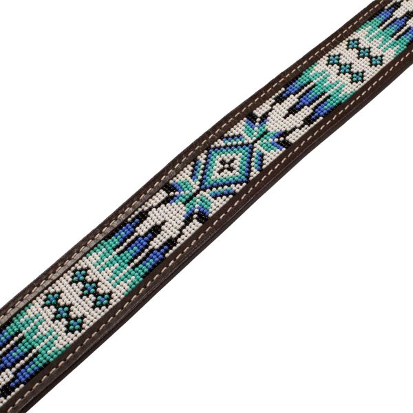 UNISEX WESTERN BEADED BELT WITH FEATHER ENGRAVING - immagine 4