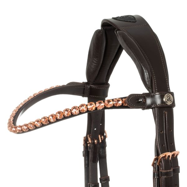 NINFEA STRAIGHT NOSEBAND ROSEGOLD FITTINGS ANATOMIC LEATHER BRIDLE - immagine 13