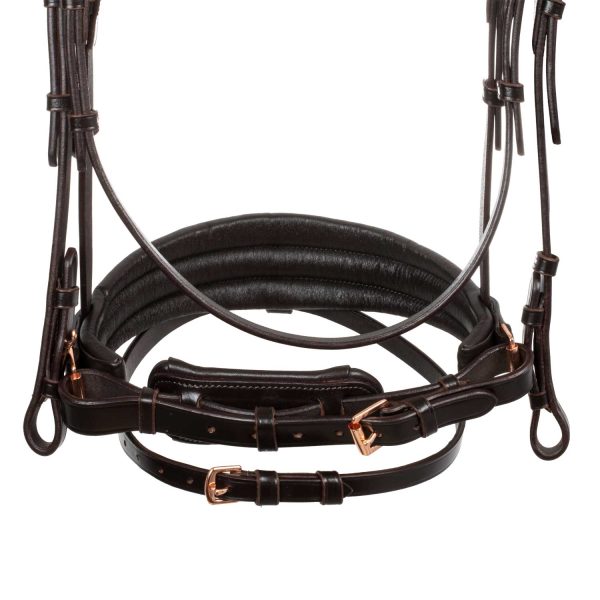 NINFEA STRAIGHT NOSEBAND ROSEGOLD FITTINGS ANATOMIC LEATHER BRIDLE - immagine 16