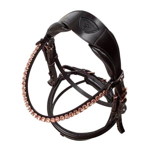 NINFEA STRAIGHT NOSEBAND ROSEGOLD FITTINGS ANATOMIC LEATHER BRIDLE - immagine 17