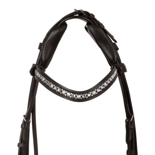 DEMOISELLE STRAIGHT NOSEBAND STLEX PEARL ANATOMIC LEATHER BRIDLE - immagine 12