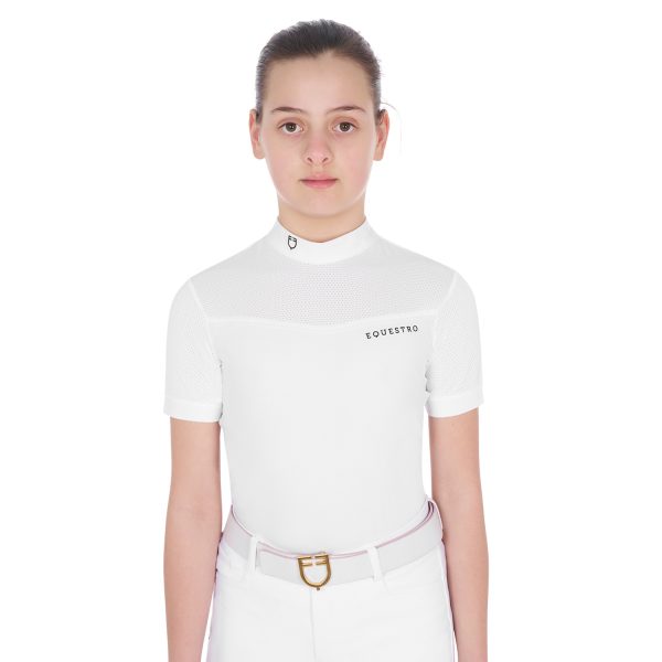 GIRLS' COMPETITION POLO SHIRT SS JERSEY + MESH