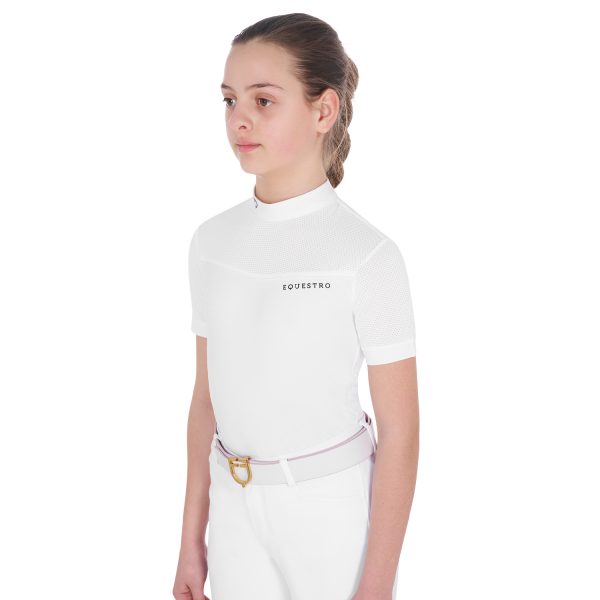 GIRLS' COMPETITION POLO SHIRT SS JERSEY + MESH - immagine 4