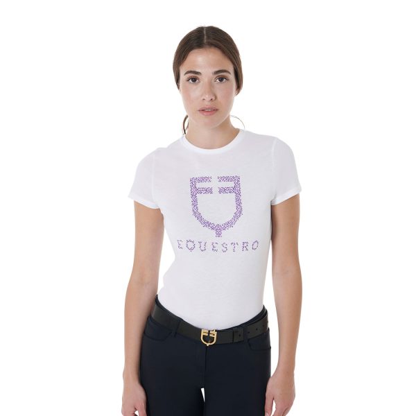 WOMEN'S FUCSIA DIAMOND LOGO COTTON T-SHIRT